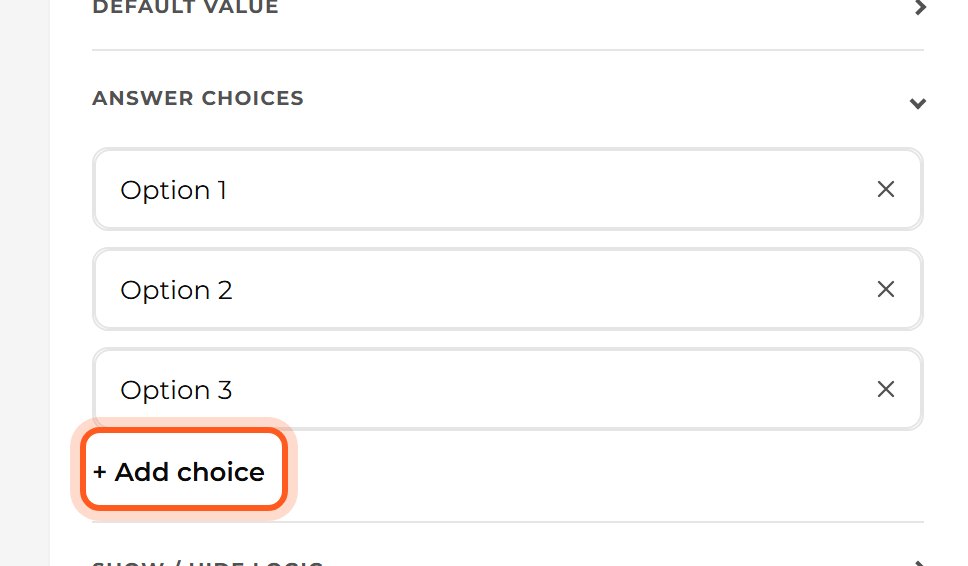 Press Answer choices, then press + Add choice three times.