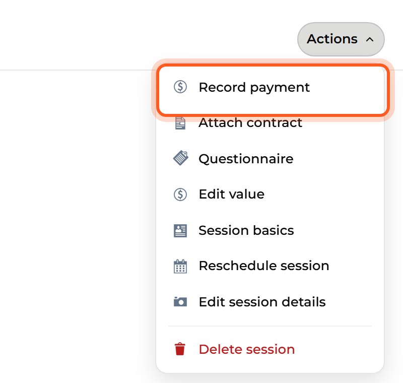 Choose Record payment. A panel opens on the right.