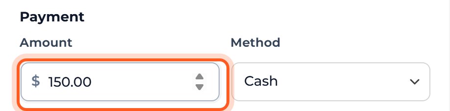 Type what the client paid under Amount.