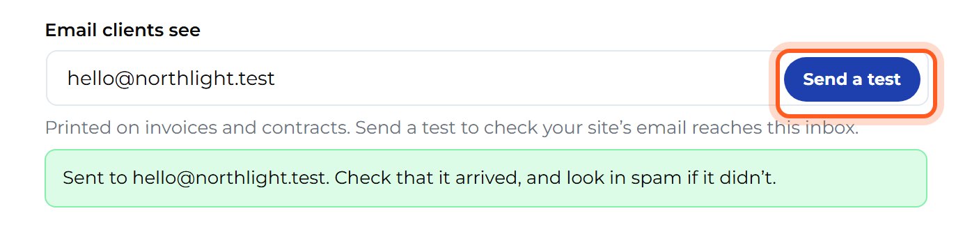 Press Send a test, then read the message under the field.