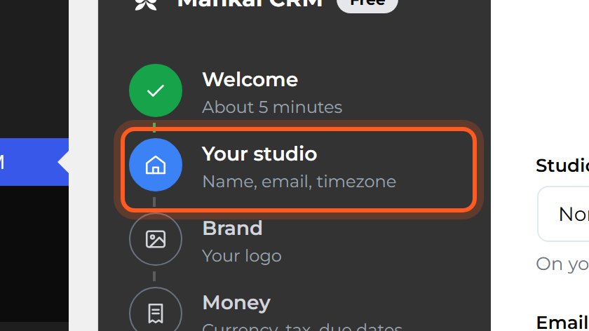 Your studio is marked in the list on the left.