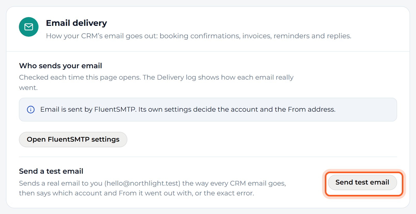 Press Send test email. Mankai sends a message to your own address.