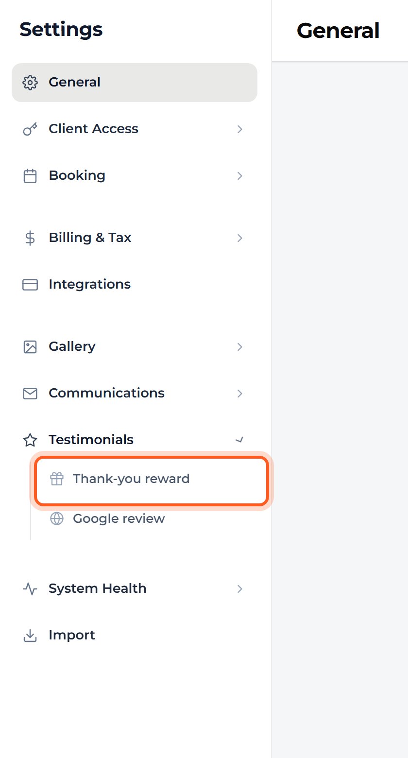Press Thank-you reward.