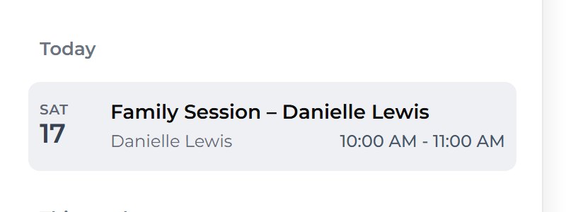 Press the session in the list, here Family Session – Danielle Lewis.