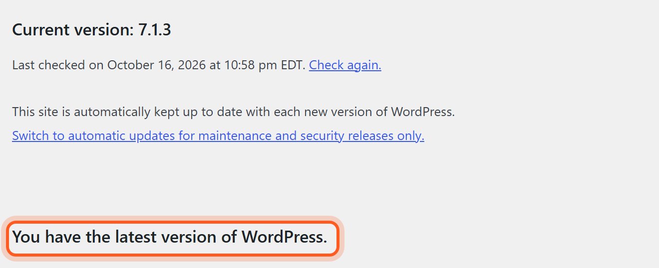 Look lower on the page. You have the latest version of WordPress means this check is done.