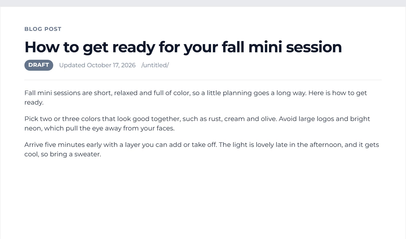 Click the white page and write your post.