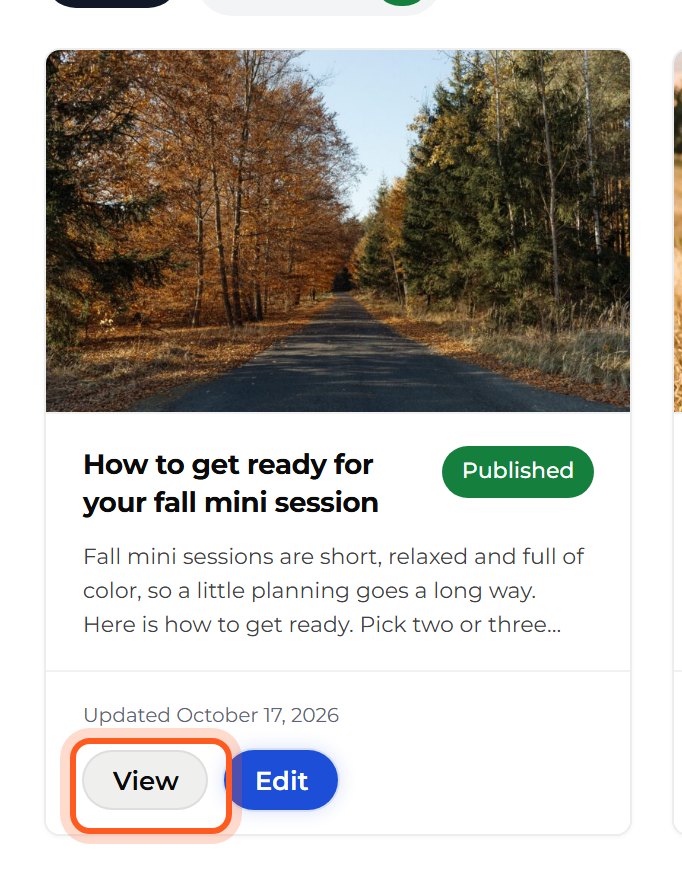 Press View on your post.