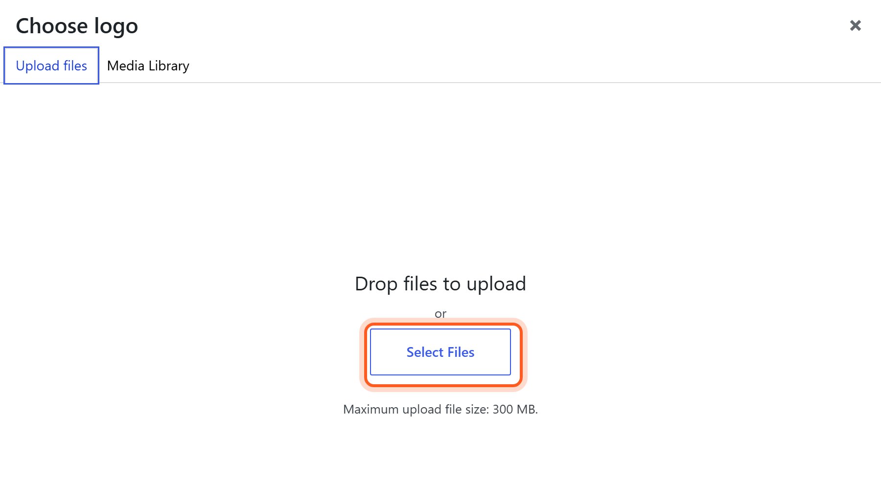 In the window that opens, press Select Files.