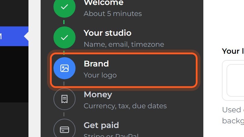 Brand is marked in the list on the left. It holds your logo.
